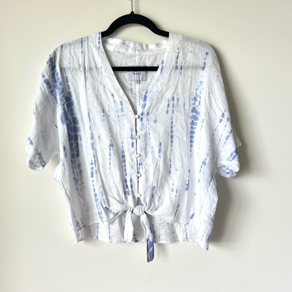 RAILS Thea Cloud Tie Dye Linen Blend Tie Waist Blouse—SZ. Small - Picture 17 of 17